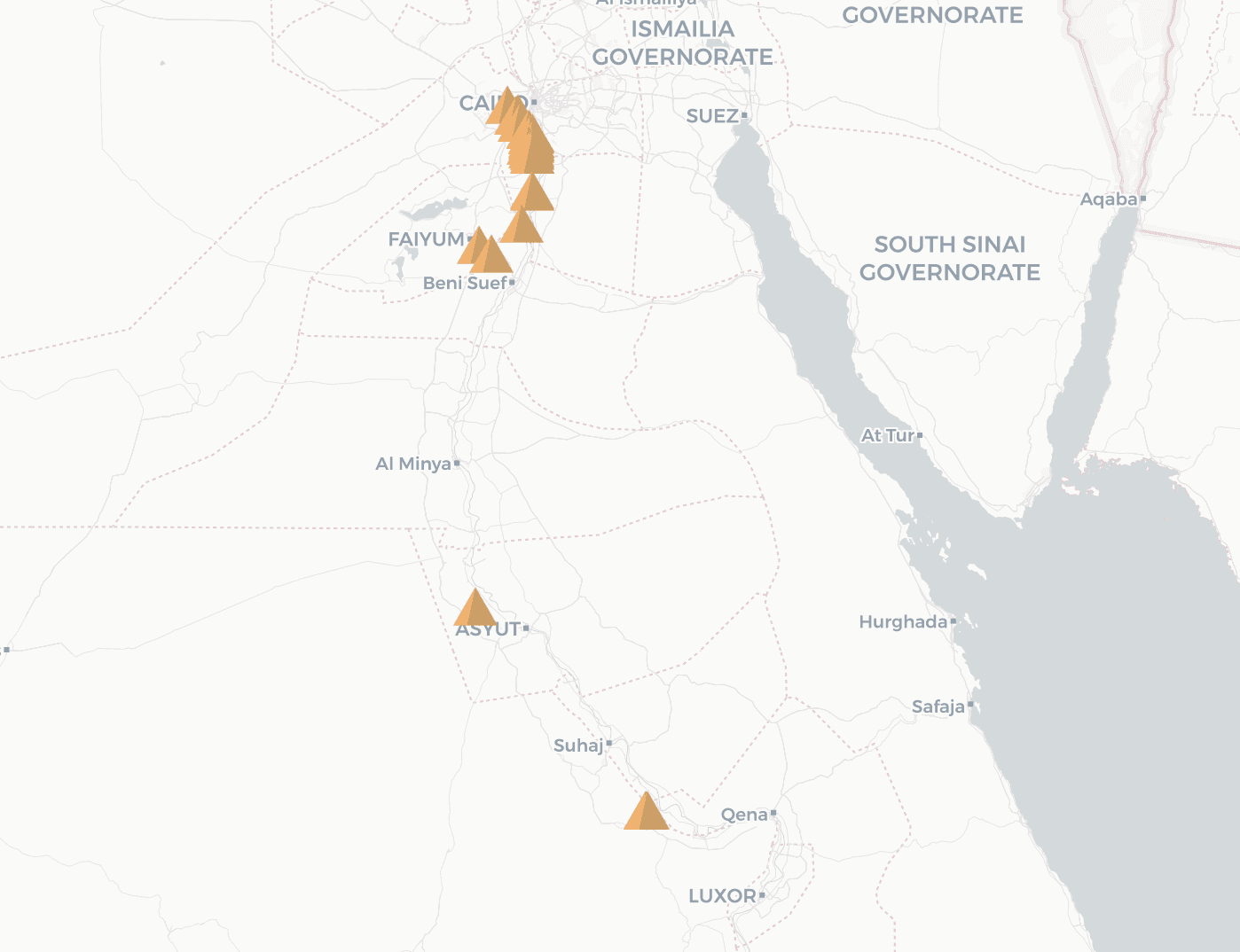 Ancient Egypt pyramids map